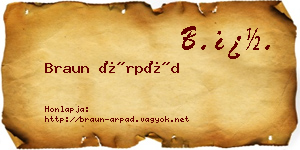 Braun Árpád névjegykártya